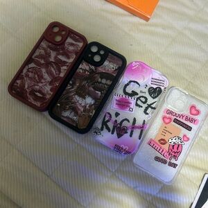 Stylish Phone Case Set - Red, Black, Pink, Clear